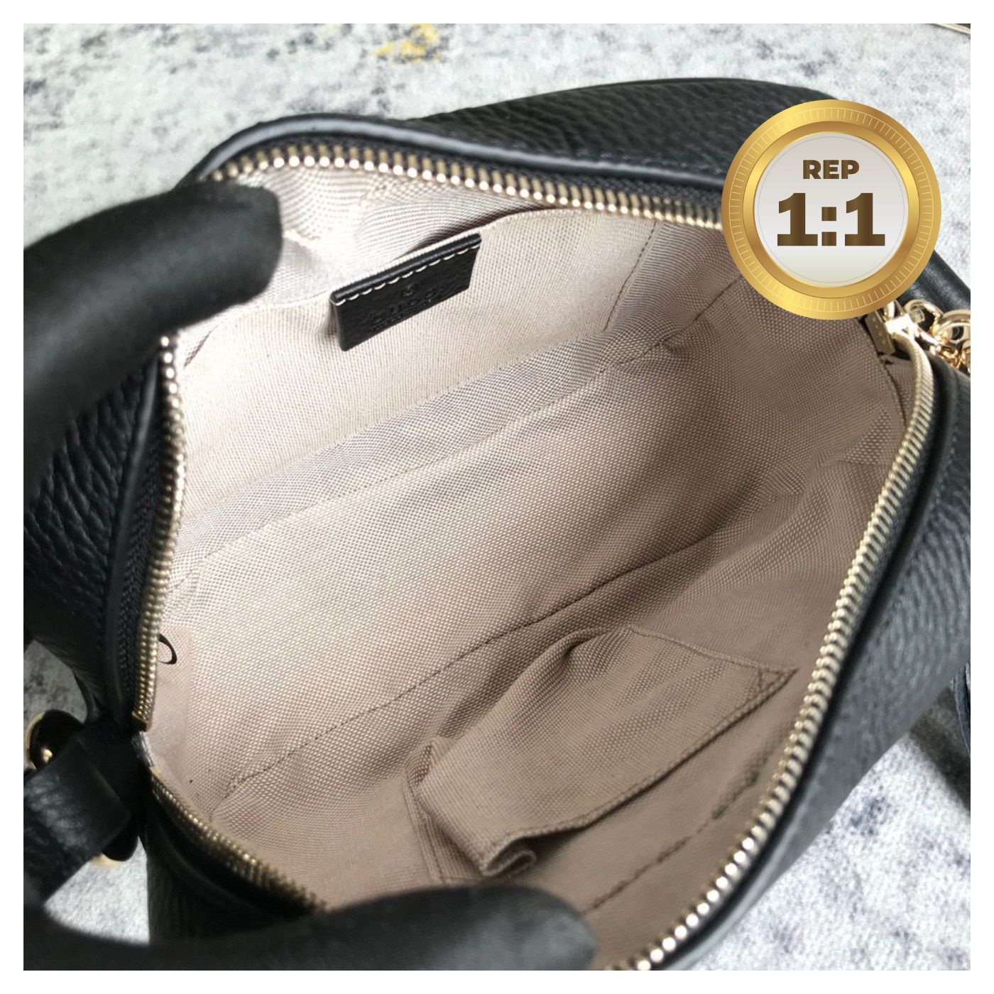 [REP 1:1] Gucci Soho Small Disco Bag Black For Women 8in/21cm GG 308364